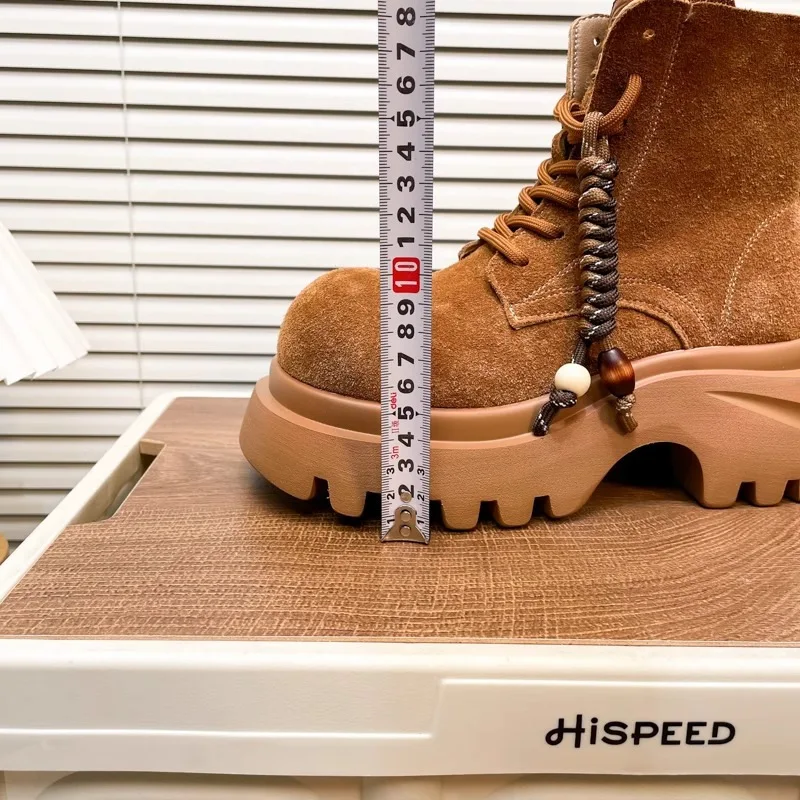 Matte Soft Leather Thick Soled Boots for Women,2025 Autumn New Fashion Women Boots,Ankle Boots Lace Up Round Toe Boots for Women