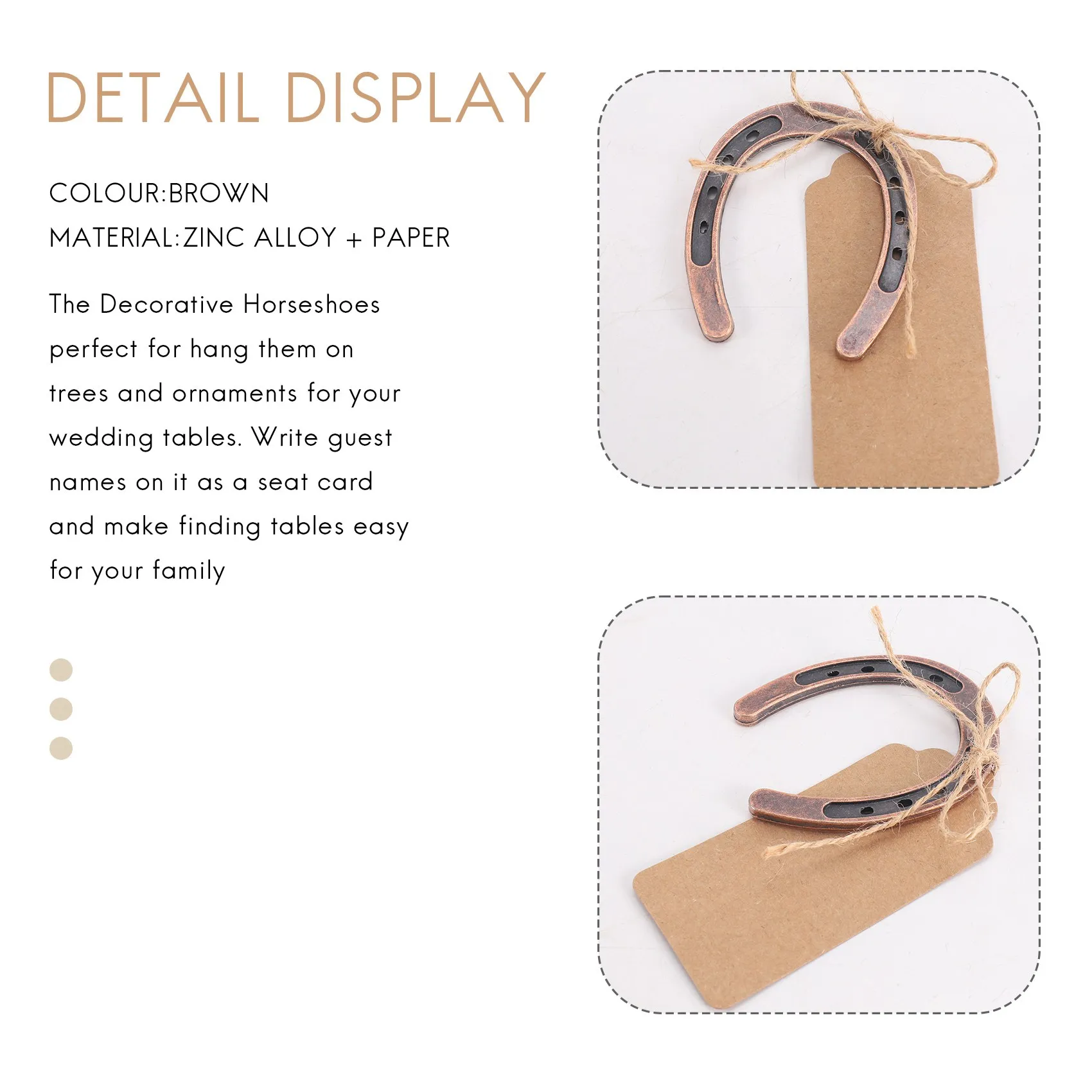 

WFF 10Pcs Good Lucky Horseshoe Wedding Favors with Kraft Tags Rustic Horseshoe Gifts for Vintage Wedding Party Decorations