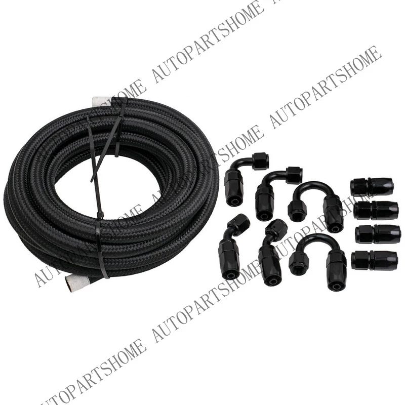 Z... -6AN AN-6 AN6 Fitting 20ft Steel Nylon Braided Fuel Oil Hose Line 6 Metre Kit