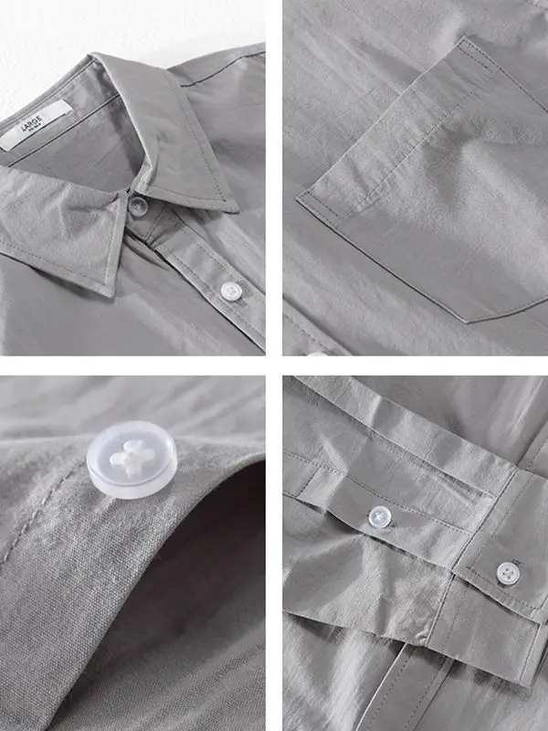 New Thin Long-sleeved Summer for Youth Casual Solid for Young Men Japanese Fresh Simple Men's Shirt for Spring