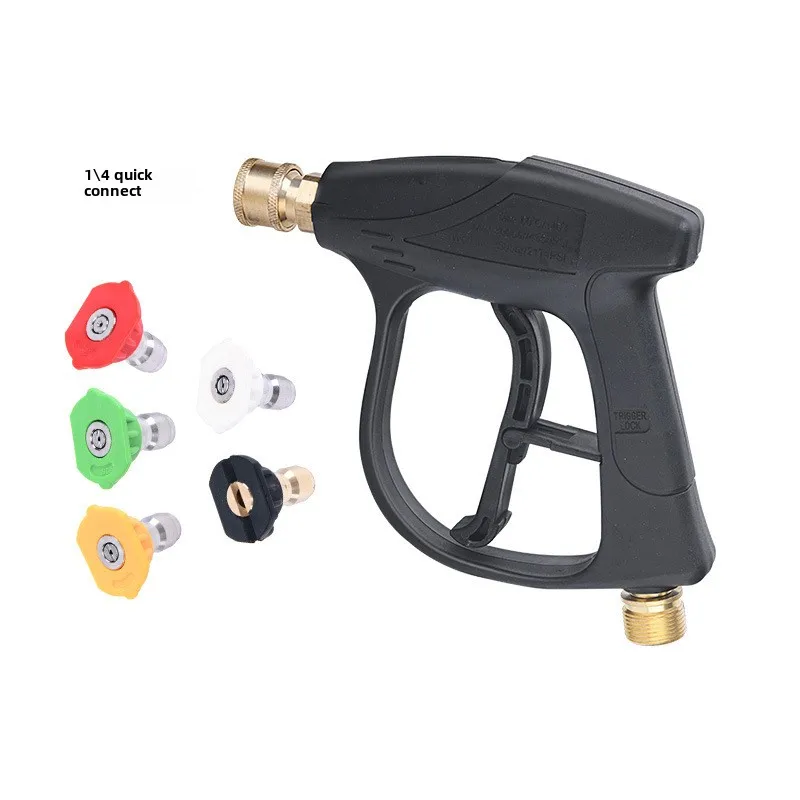 Short Handle High Pressure Washer Gun with 5 Spray Nozzle Tips For Car Washing And Garden Cleaning Tools