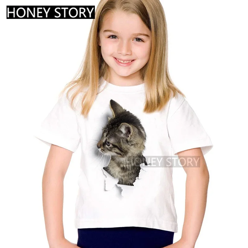 Cats Kids T-shirt  Cartoon Cute Cat Print White T-shirt for Boys and Girls Baby Base Shirt Aliexpress Uk Pride Tshirt Tops Tee