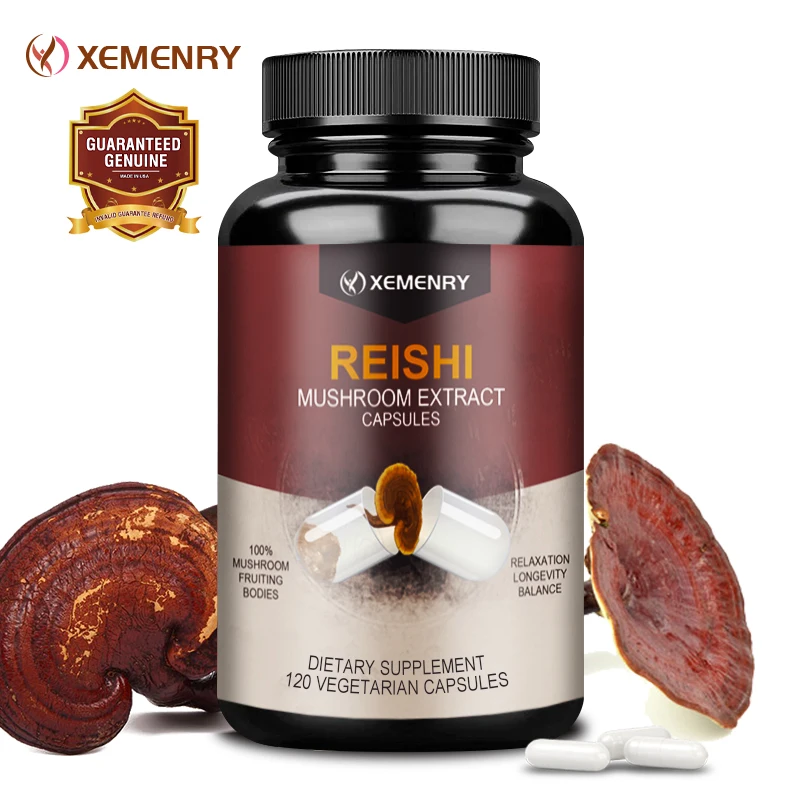 

Reishi Capsules - Organic Mushroom Extract Supplement Relieve Stress, Improve Sleep and Cognitive Function, and Enhance Immunity
