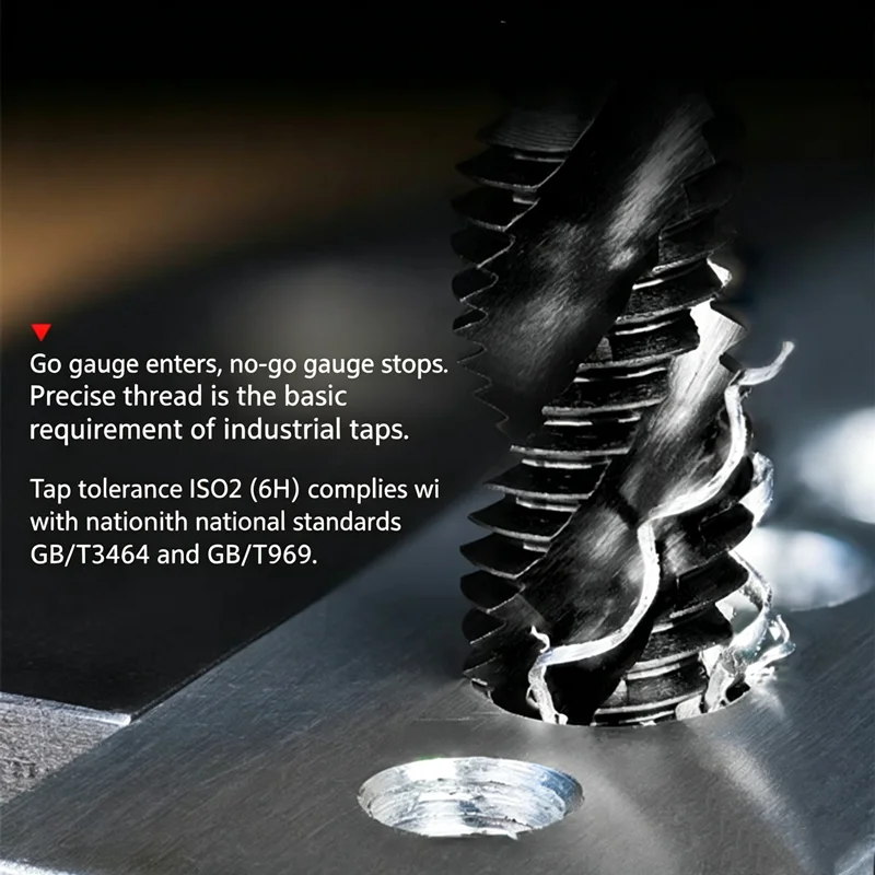 Nitrided HSS Spiral Flute Tap M2-M24, Used for stainless steel, copper, and iron internal thread tapping tools in machine tools