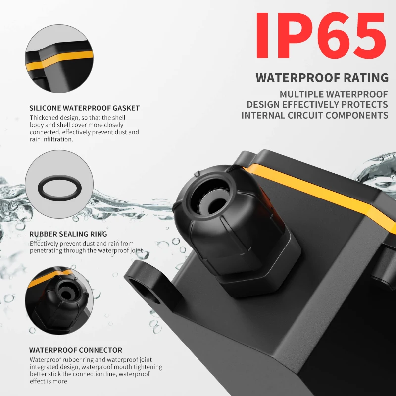 FILN 30A Waterproof inline Switch IP66 Sealed Outdoor Auto/Boat/Marine Rocker Switch LED Box & Inline Cord 12 24V 110V 220V