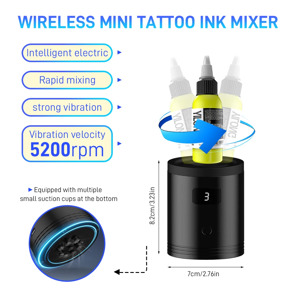 ‌YILONG Wireless Rechargeable Tattoo Ink Mixer with Vortex Shaker for Professional Pigment, Nail Polish & Glue Mixing
