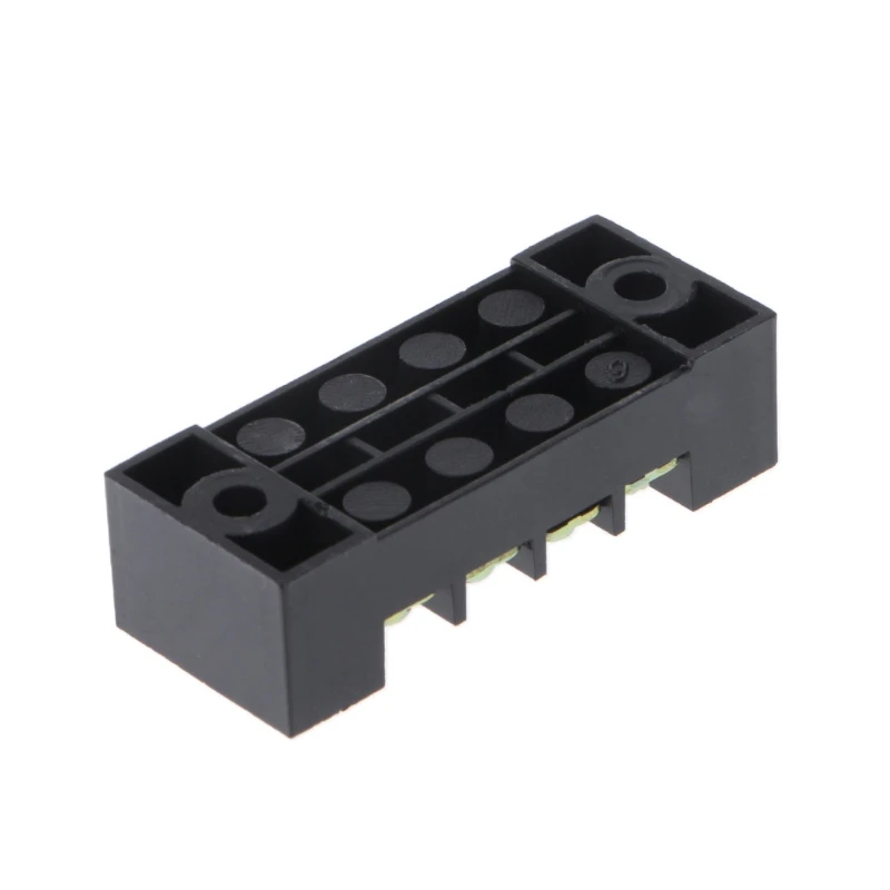 600V 15A 4 Positions Dual Rows Covered Barrier Screw Terminal Block Strip