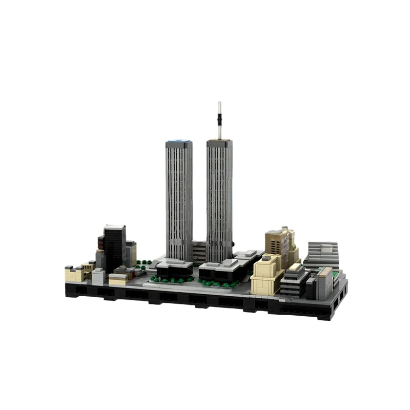 1748 قطعة من مكعبات البناء المعيارية القابلة للتخصيص، نموذج مركز التجارة القديم الحضري، لعبة تقنية شعبية للأولاد، هدية عيد ميلاد