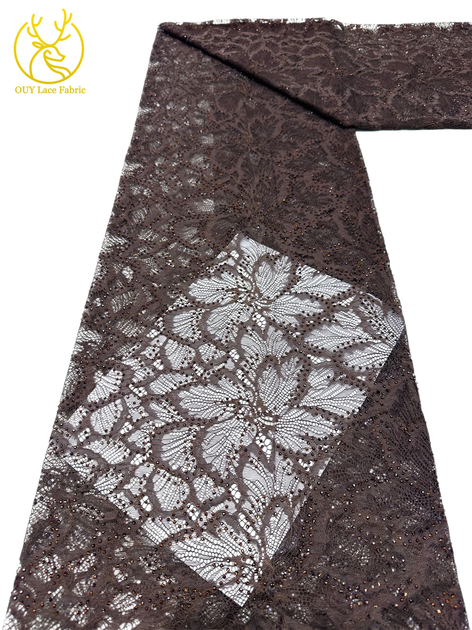 Nigerianischer Glasdiamant-Tüll-Spitzenstoff, französische Pailletten-Spitze, afrikanischer Spitzenstoff für Partykleid, Hochzeitskleid, 5 Yards – Detail 23
