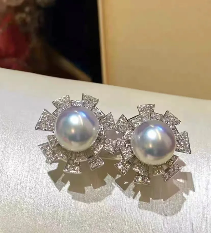 13-15mm Pearl Stud Earrings 925 Sterling Silver Freshwater Pearls Earrings for Women Jewelry Lovely Girl Gift 2