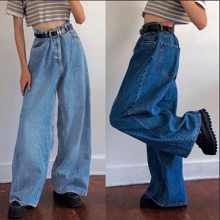 

2024 Women's Wide Leg Jeans High Waist Big Flared Casual Trousers