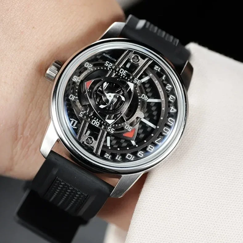 

Мужские автоматические часы OBLVLO, 42 мм, механические наручные часы, светящиеся, водонепроницаемые, с сапфировым стеклом, вращающимся ротором, циферблатом с часовой шкалой