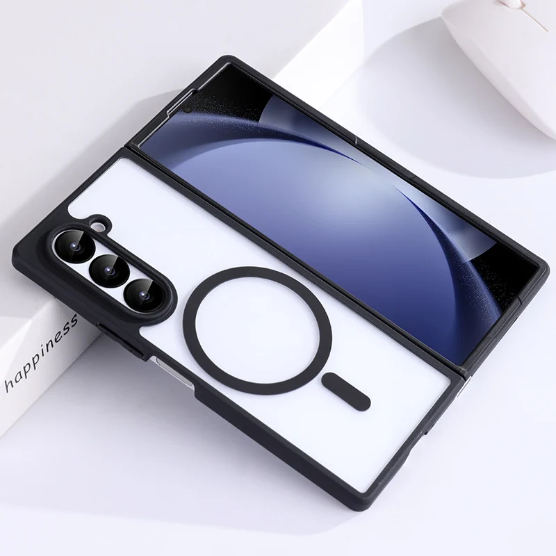 For Samsung Galaxy Z Fold 4 5 6 For Magsafe Case Translucent Folding Shockproof Wireless Charging Magnetic Shockproof Hard Cover