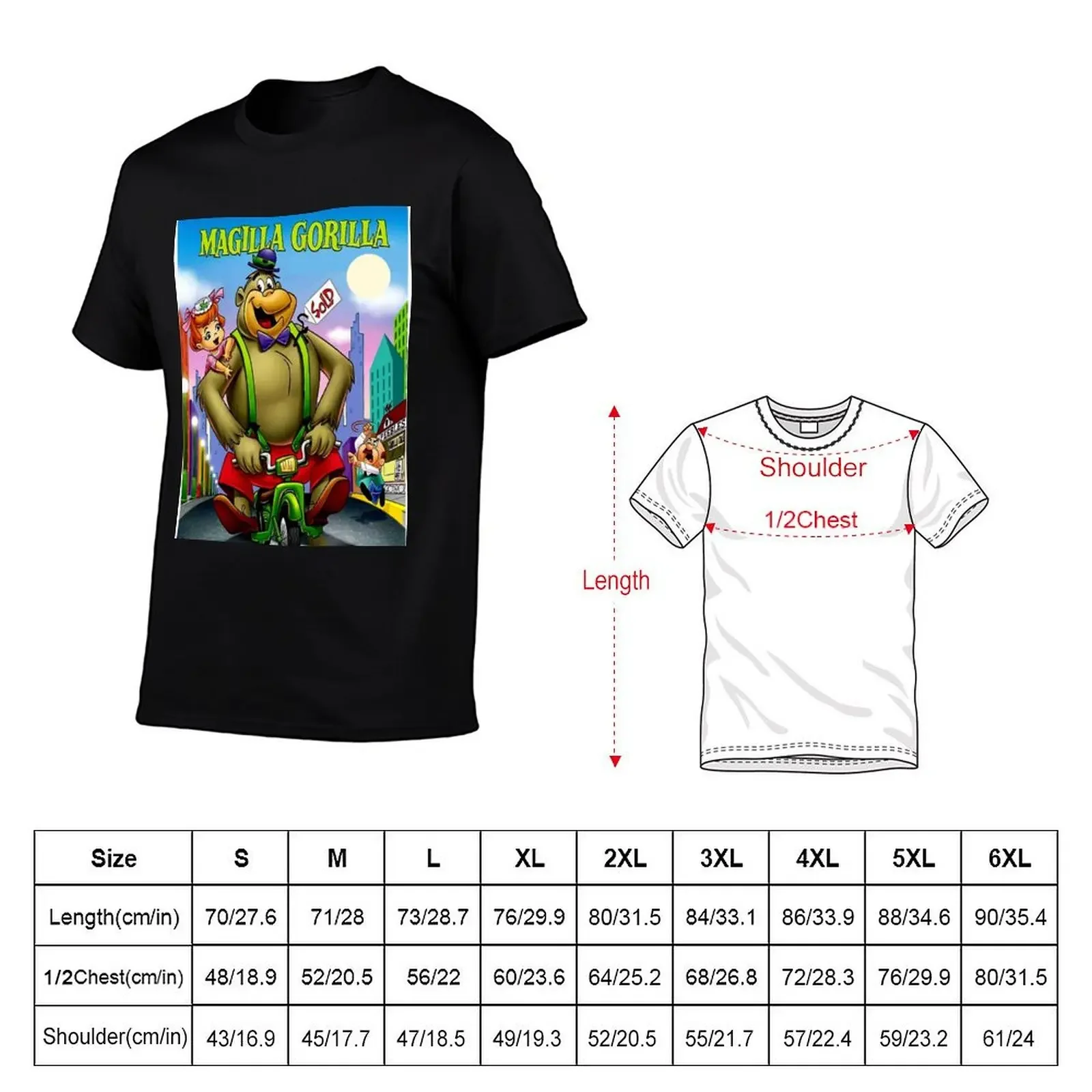 MAGILLA GORILLA : Vintage Cartoon Abstract Character on a Motorcycle Print T-Shirt T-shirts man men tshirt