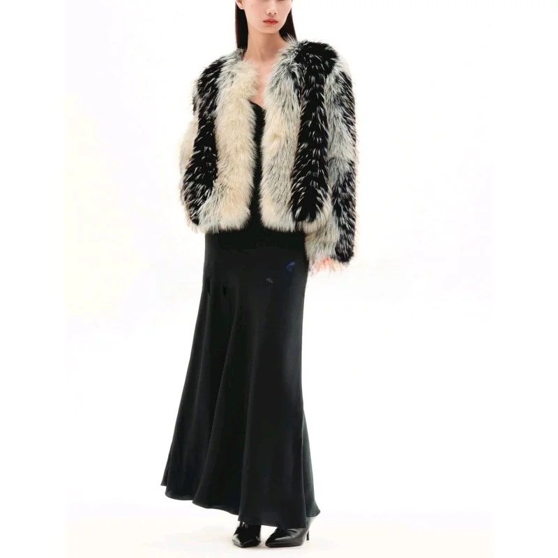 Winter Neue Damen Lose Runde Ne Faux Pelz Effekt Jaet ort Oberbekleidung Pendeln Sle Long Sve Polyester Faser