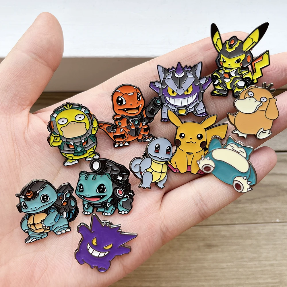 Conjunto de alfinetes esmaltados pikachu e gengar, 11 peças, broches de bandagem criativa, emblemas de metal, acessórios para mochilas, roupas, joias, presente