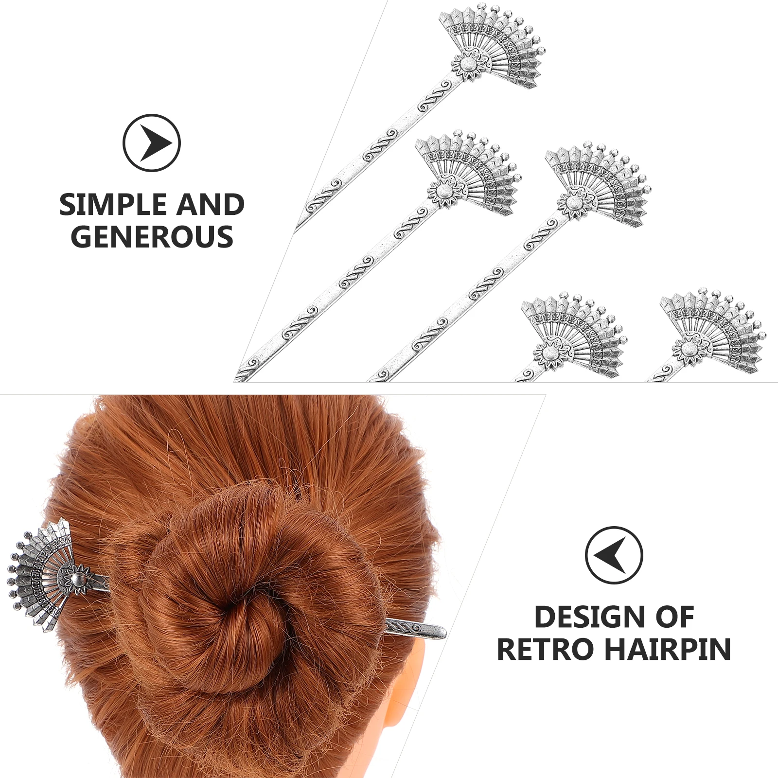 

5Pcs Alloy Hairpin Set Durable Retro Accessories for Girls Ancient Style Ceremonies Photography Gifts Hair Sticks