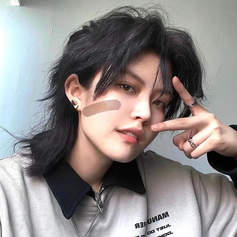 ذيل الذئب الساموراي تصفيفة الشعر اليابانية محايدة البوري هيربيسي شعر مستعار كامل للرجال والنساء هيربيسي الاصطناعية