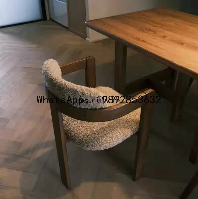 FF Chinese simple solid wood dining chair armrest back single stool