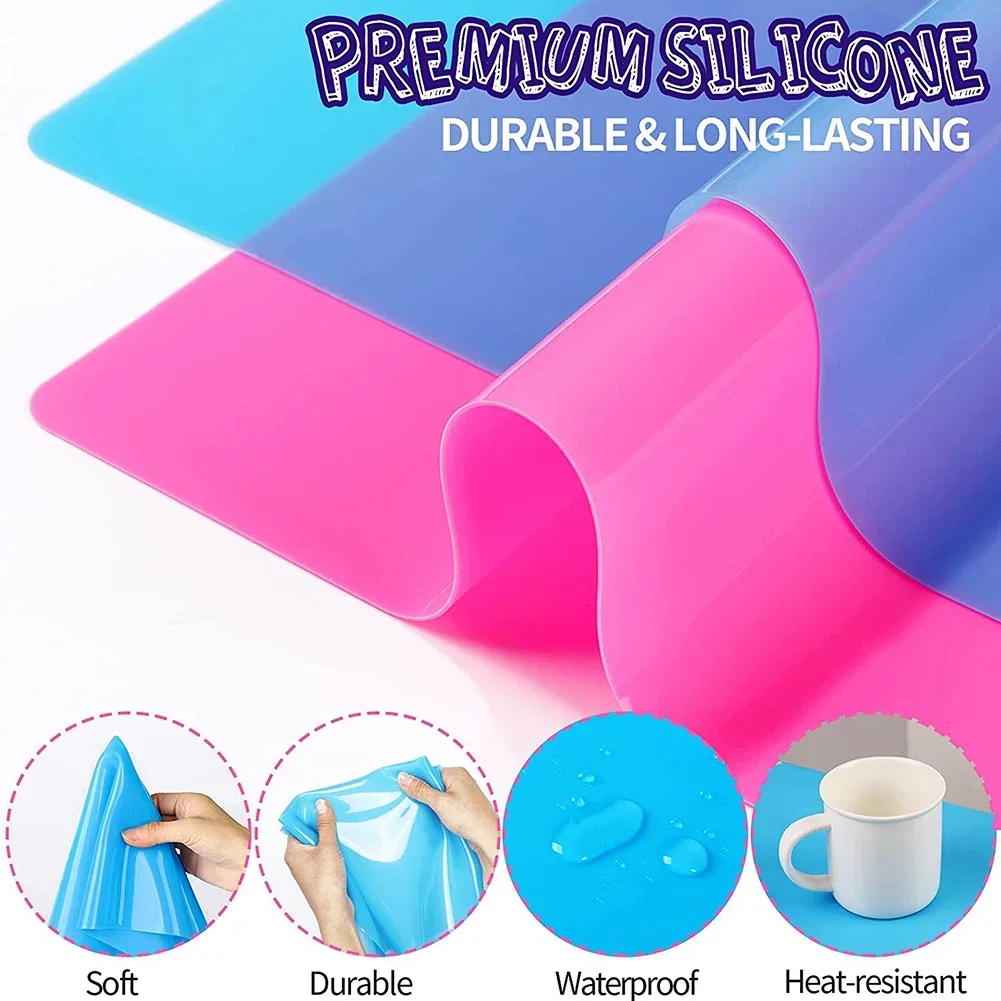 1PCS Safe Silicone Workbenches Epoxy Resin Molds Waterproof Placemat Table Mat For Jewelry Making Supplies Blue&Pink Color