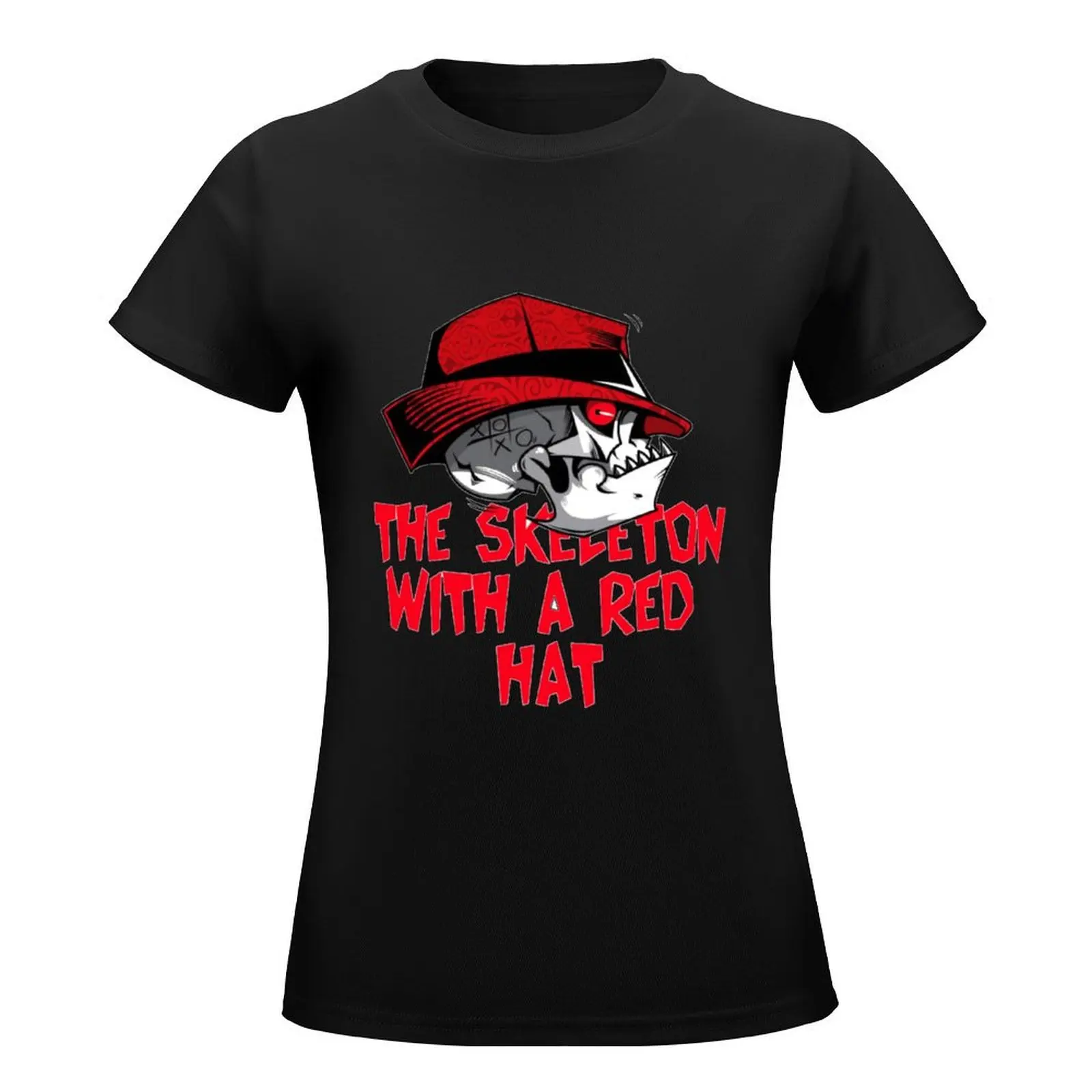 The Skeleton With a Red Hat T-Shirt plus size tops funny tops vintage clothes designer clothes Women luxury