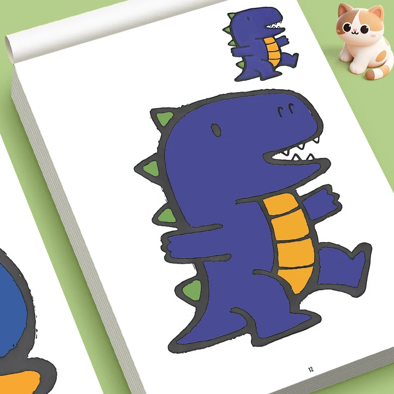 Children Creative Cartoon Coloring Workbook, Featuring Animals, Transport and Outer Space Patterns, Preschool Training Book