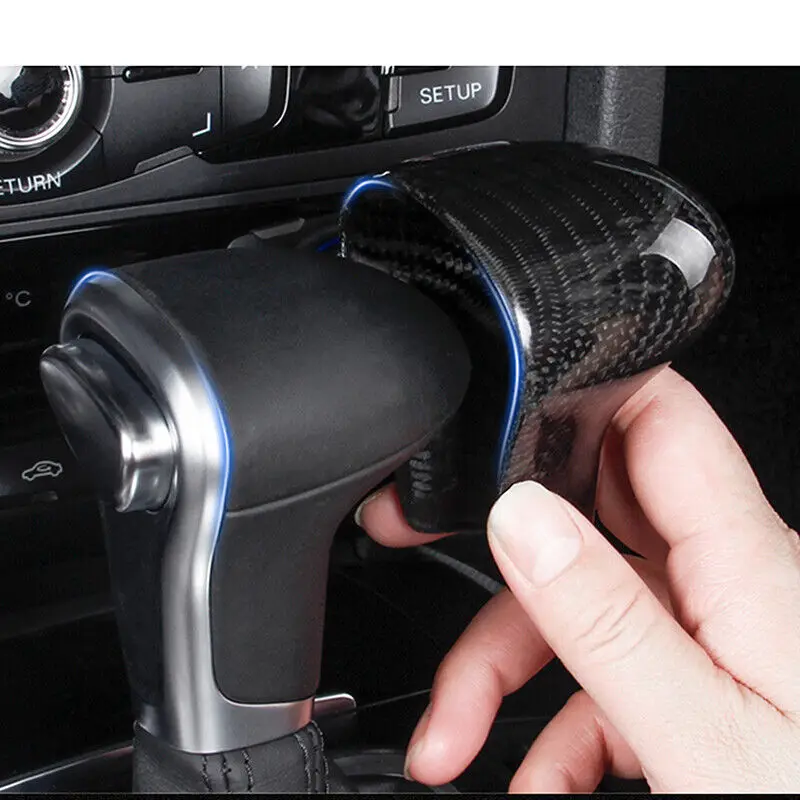 For LHD 1pc black carbon fiber C model without label interior shift knob cover decorative panel fit for Audi A4 A5 A6 S6 A7 S7 