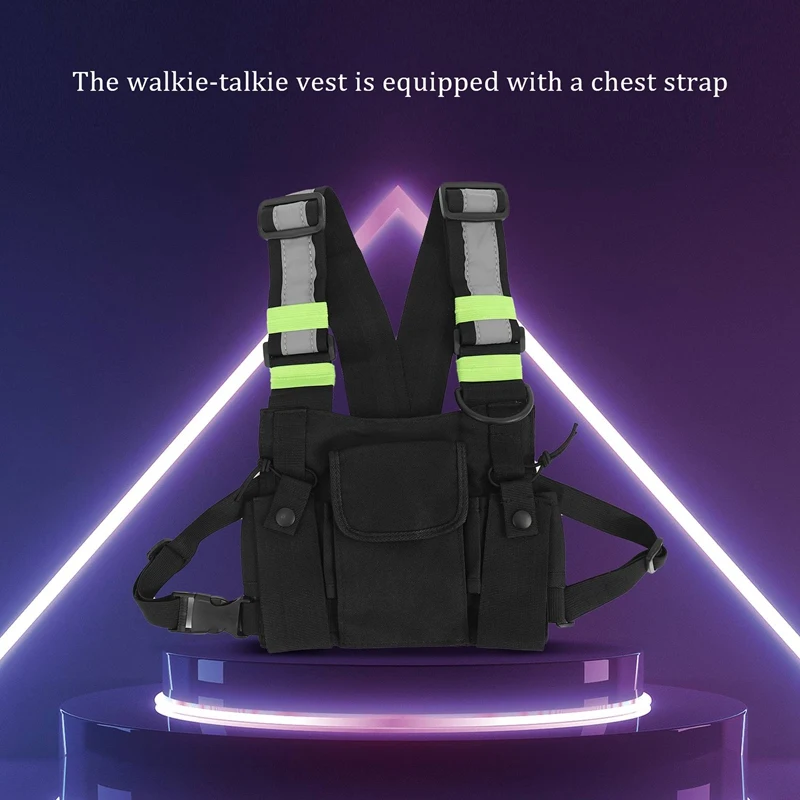 Radio Pocket Radio Borst Harnas Borst Front Pack Pouch Holster Vest Rig Carry Case Voor 2 Way Radio Walkie Talkie voor Baofeng #8