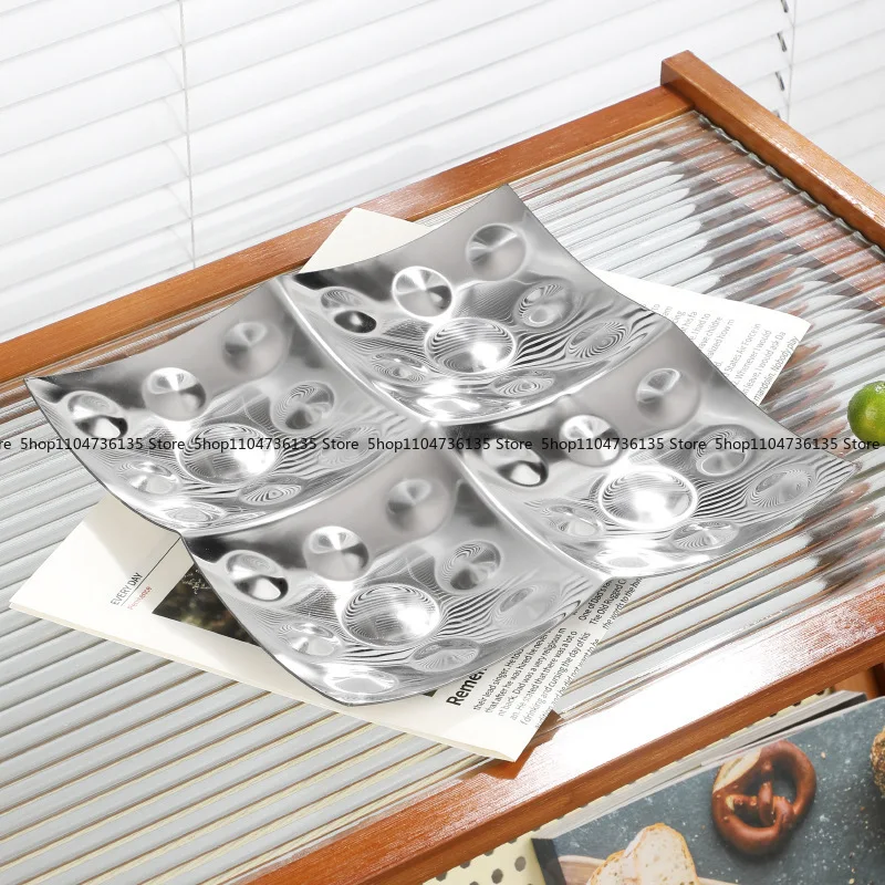 304 Stainless Steel Snack Dried Fruit Plate, Living Room Fruit Refreshment KTV Club Candy  Jam Seasoning Plate