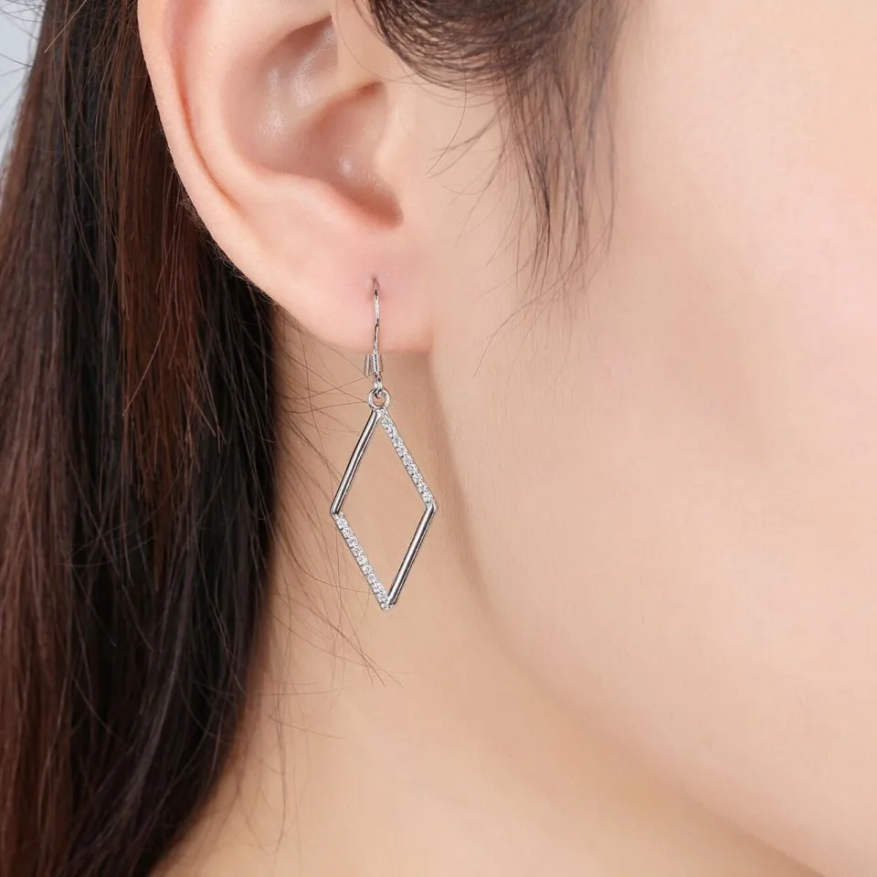 S925 Sterling Silver Female Big Earring White Zircon Long Dangle Earring for Women Girl Family Party Fine Jewelry Earrings