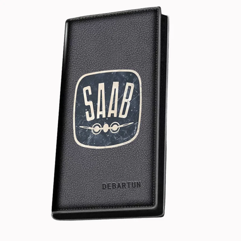 SAAB airplane badge retro Men's Long Wallets Business Stylish Printing Design Casual Use Christmas Valentine's Father's Day Gift