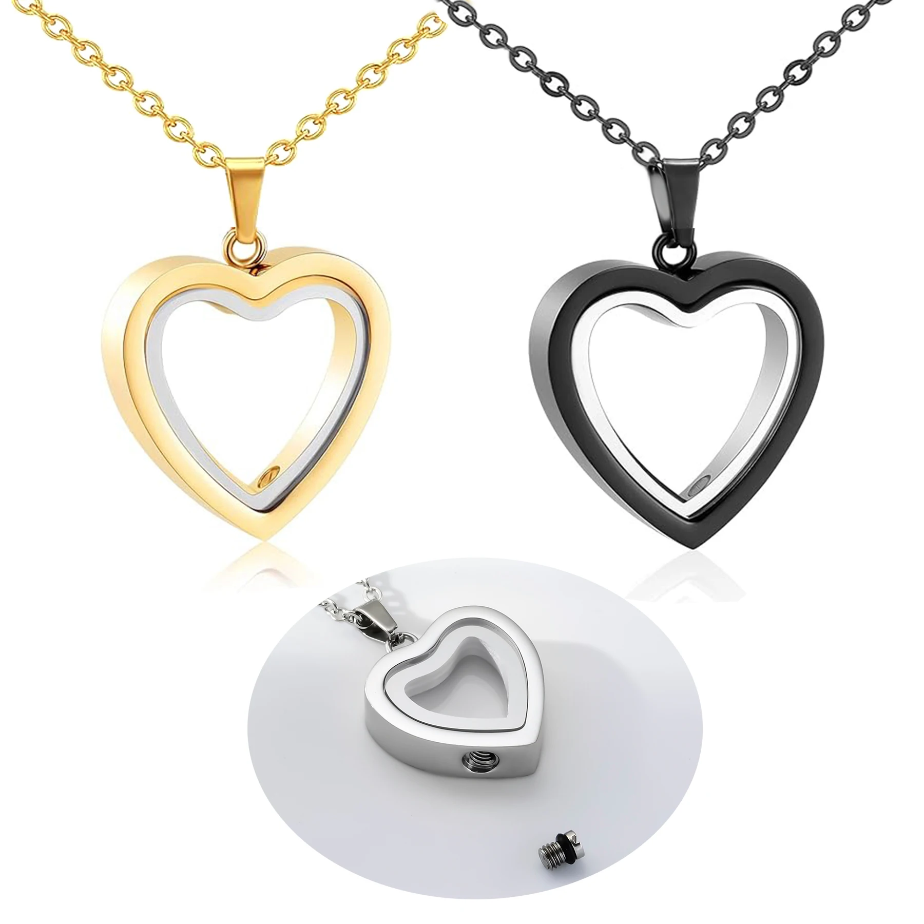 

Glass Cremation Jewelry Necklace for Ashes Heart Memorial Lockets for Ashes Stainless Steel Keepsake Urn Ashes Pendants