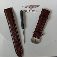 GUANQIN 16mm/20mm Leather Strap Black/Brown Watch Leather Strap