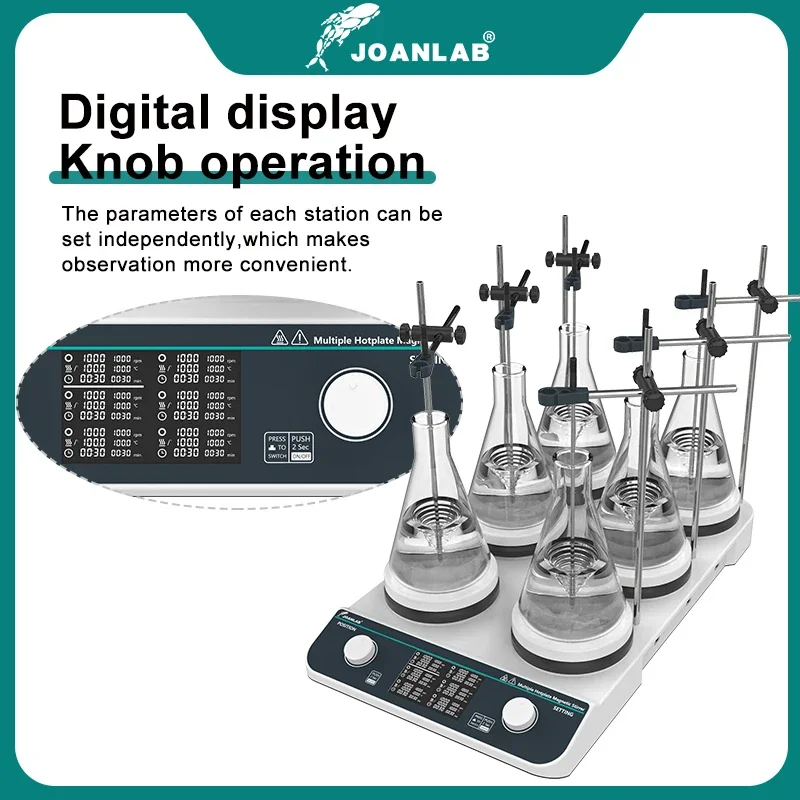 JOANLAB Multi-station Magnetic Stirrer Hot Plate Digital Thermostatic Synchronous Asynchronous Heating Lab Mixer