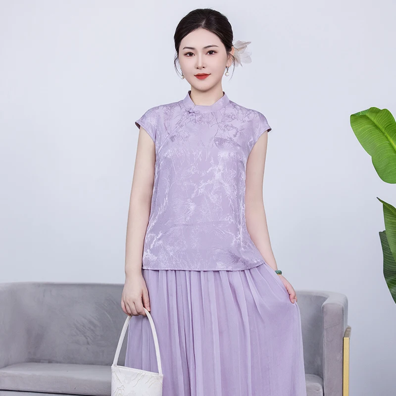 

Шелковый топ с запахом и запахом, женский топ с открытой передней частью, универсальный высококачественный китайский топ, лето 2022, тренд Faion