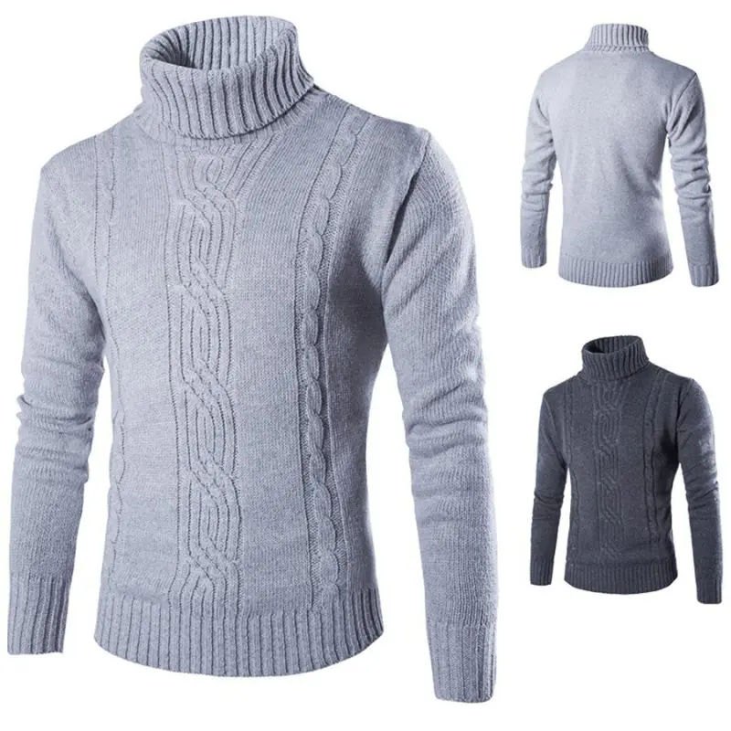 2023 Winter New Men's Pullover High Neck Sweater Fashionable and Warm in Europe and America