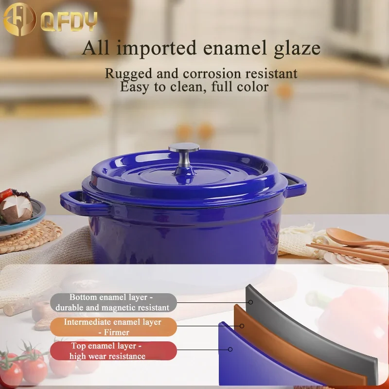 Cast iron enamel pot soup double ear cast iron soup pot non-coating non-stick multi-purpose Household wok cooking pot universal