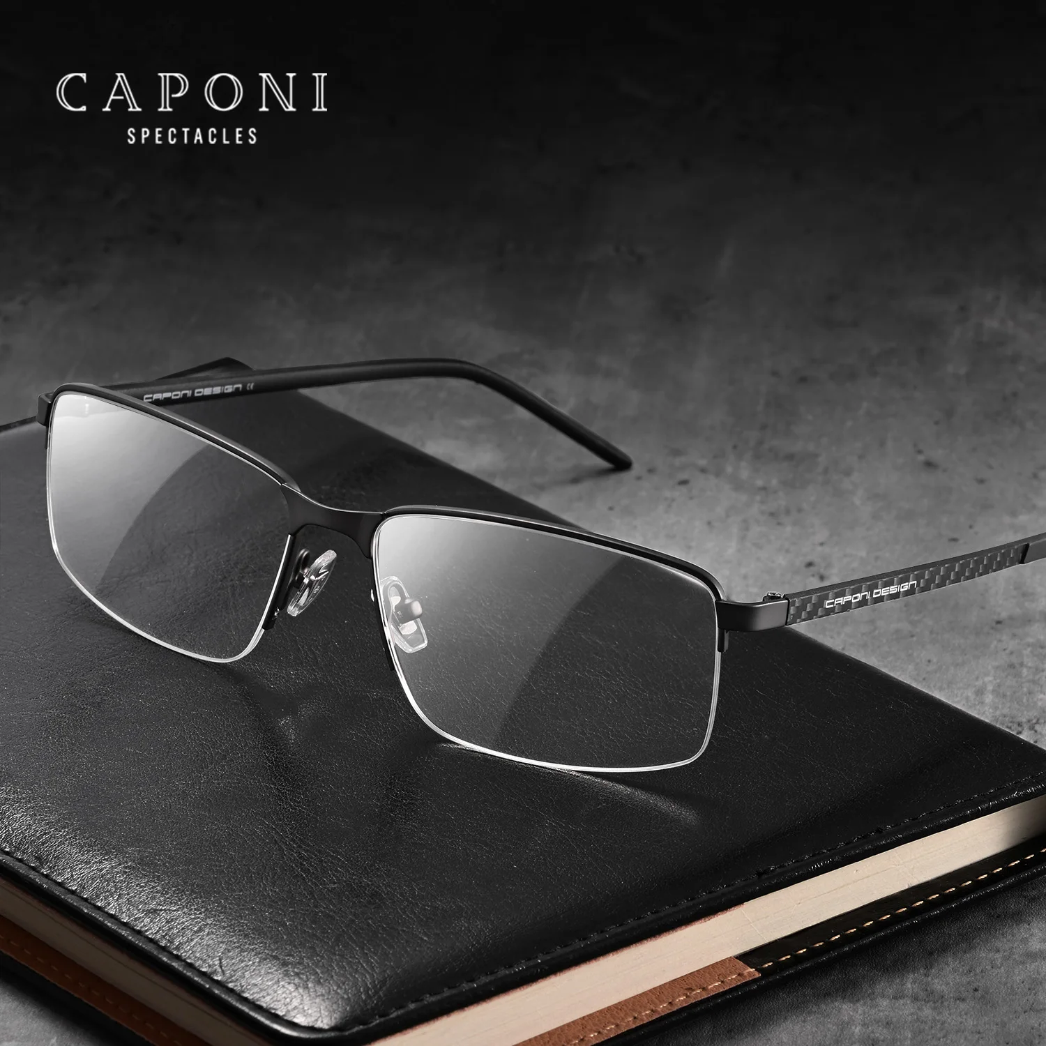 

CAPONI Men's Glasses Frame Pure Titanium High Quality Original Design Eye Frames Classic Anti Blue Light Eyeglass Frames J23647