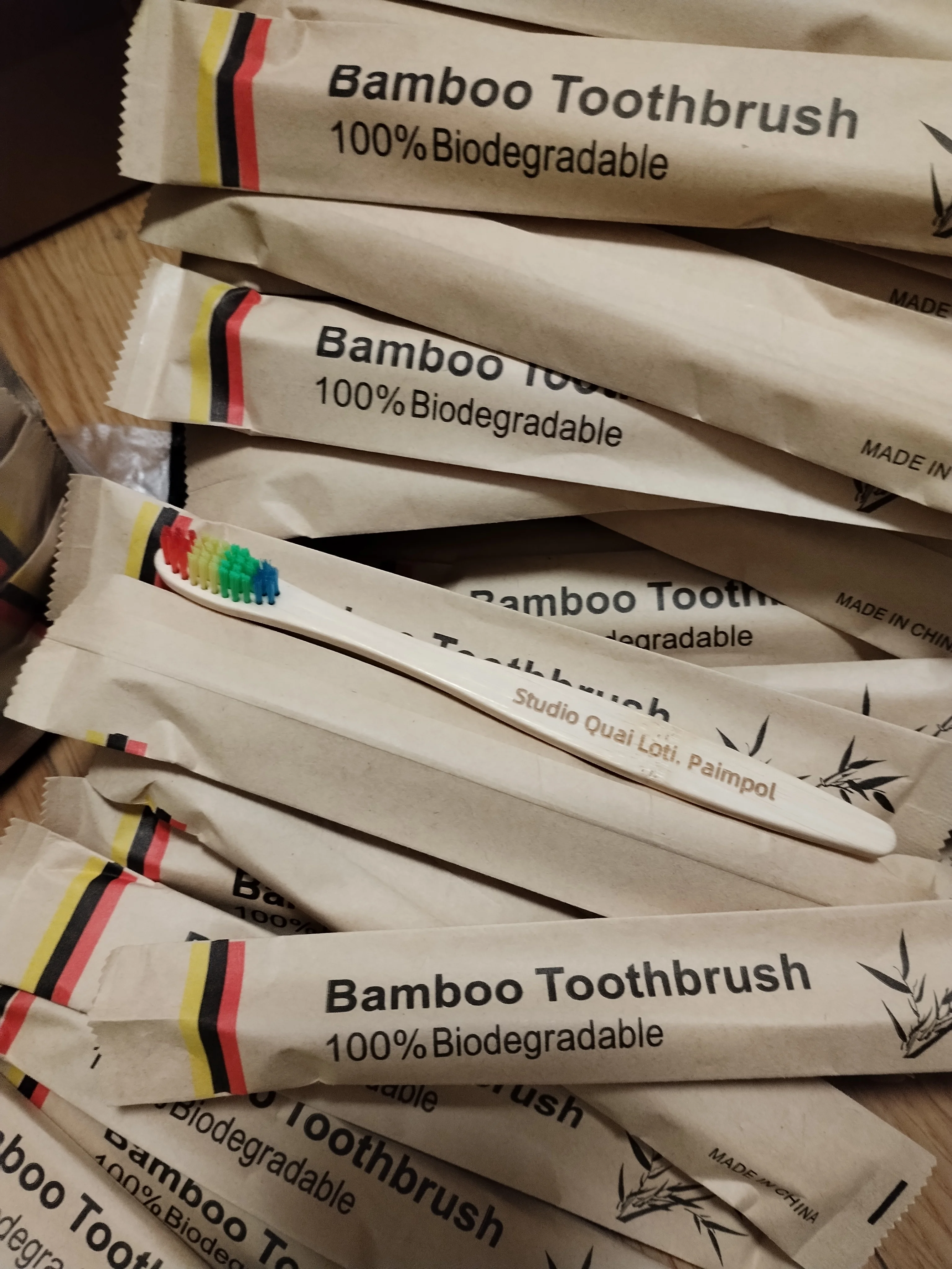 50/100Pcs Customisable Logo Soft Bristle Bamboo Toothbrush Eco Friendly Wood Tooth Brushes Traveling Teeth Care Tools for Adults