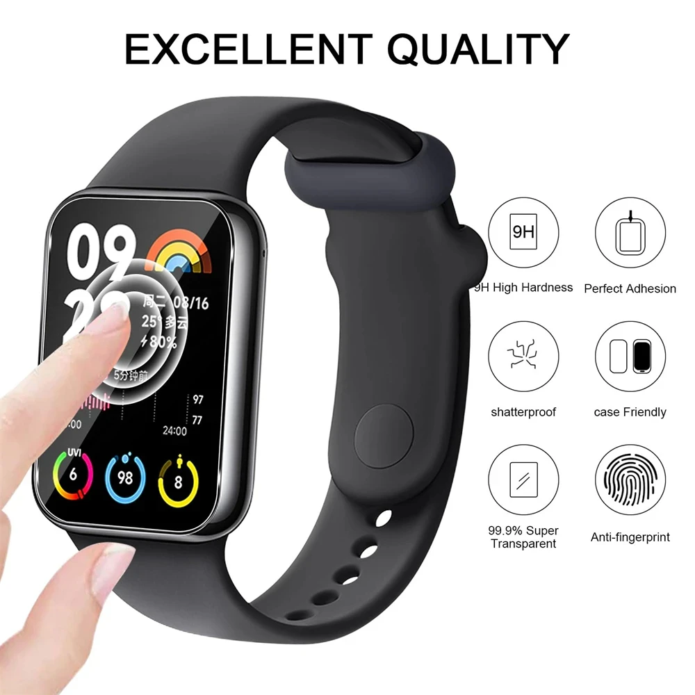 Tempered Glass Screen Protector for Xiaomi Miband 8 Pro Full Coverage Ultra-clear Smart Watch Protective Film for Mi Band 8 Pro