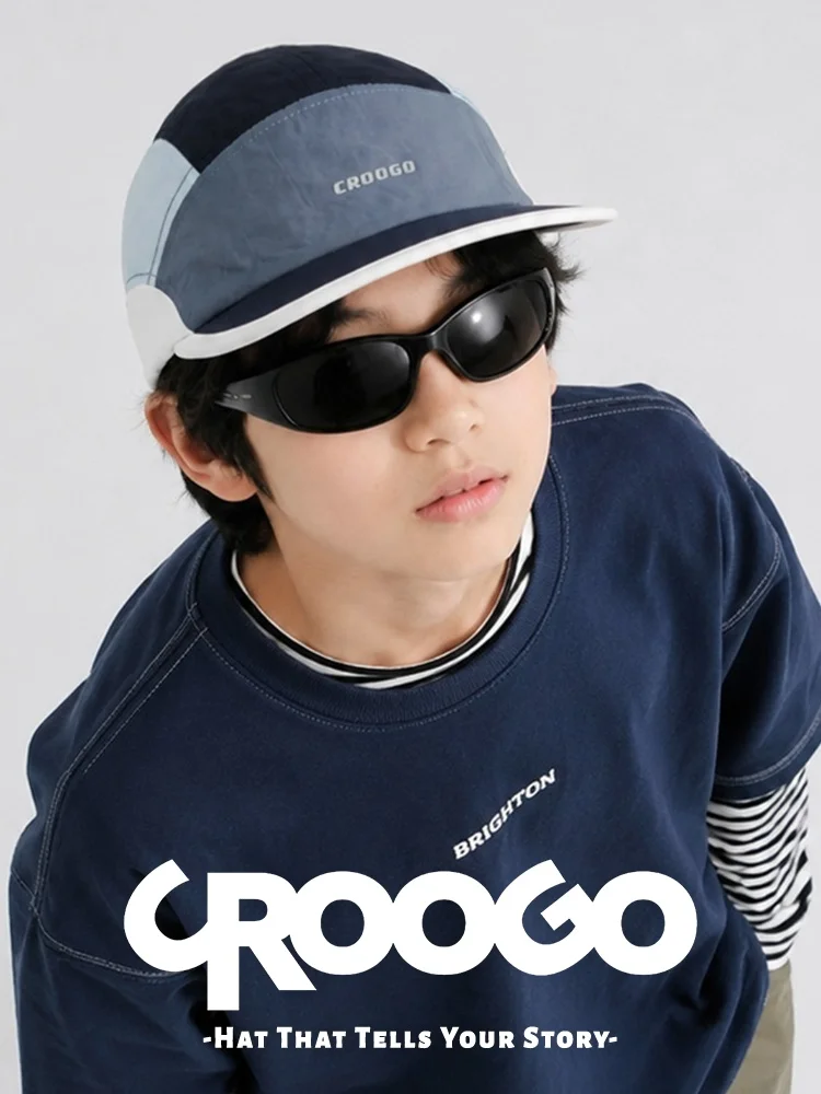 CROOGO Original Color Block Children's Hat Thin Summer Outdoor Breathable Kids Purple Parent-Child Sunshade Cap Street Style