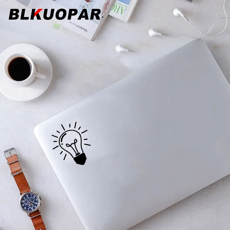 BLKUOPAR Light Bulb Silhouette With Simple Strokes Kawaii Car Sticker Personality Waterproof Trunk Motorcycle Windshield Styling