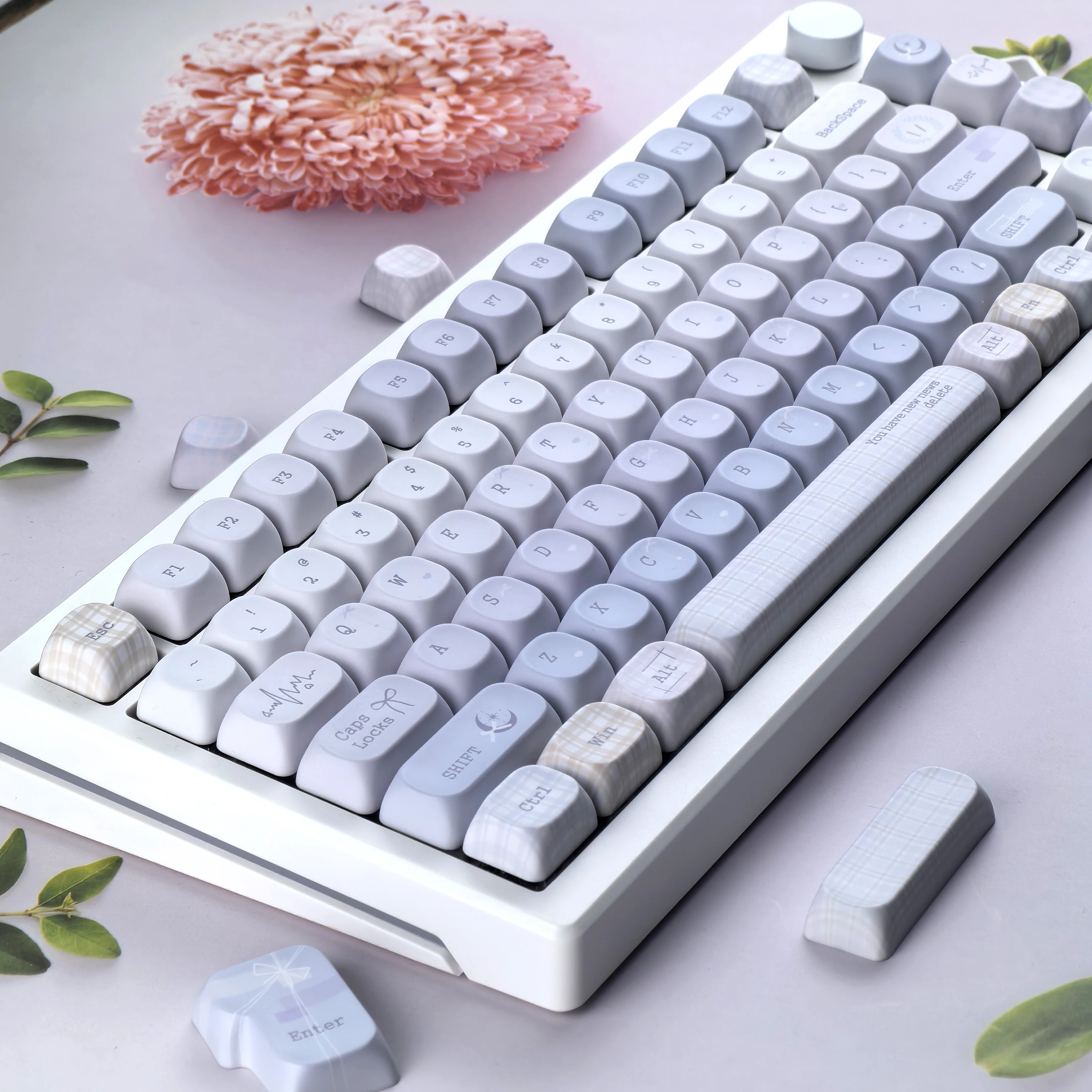 MAIMOOO Keycaps Purple Ding Dong Moa Cherry Korean/Russian Grid Keyboard Keycaps For Aula Ajazz