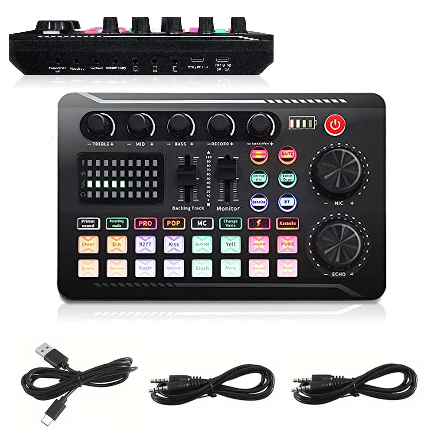 Podcast Mixer: 9 Adjustment Knobs for Studio-Grade Sound Control with One-Click Noise Reduction - Live Streaming Mixer with 16