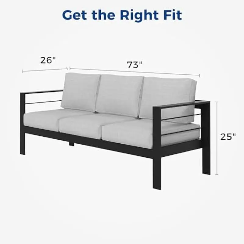 Outdoor 3-Person Patio Loveseat with Rust-Resistant Aluminum Frame, 5-Inch Olefin Seat Cushions, Ergonomic Support, Weatherproof