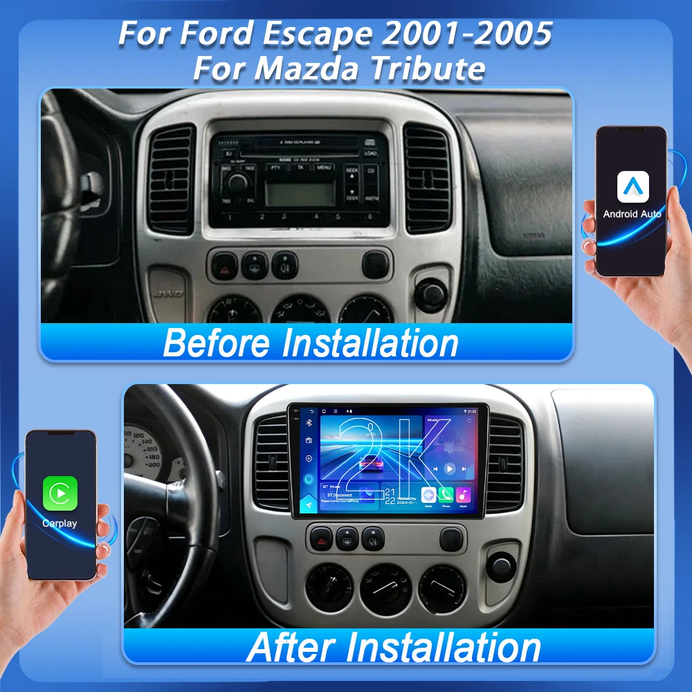 Car GPS Android 16 For Ford Escape 2001 2002-2005 For Mazda Tribute Car Radio Multimedia Video Player Navigation Stereo GPS WIFI