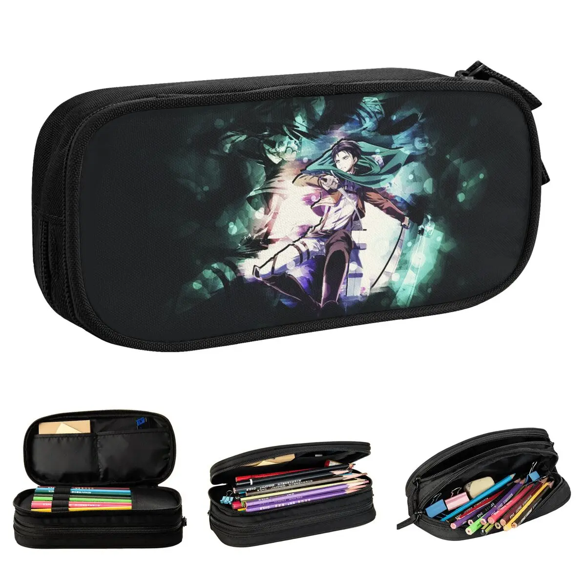 هجوم على تيتان مقلمة أنيمي AOT صندوق القلم حقيبة طالب سعة كبيرة مكتب صندوق رصاص مستحضرات التجميل