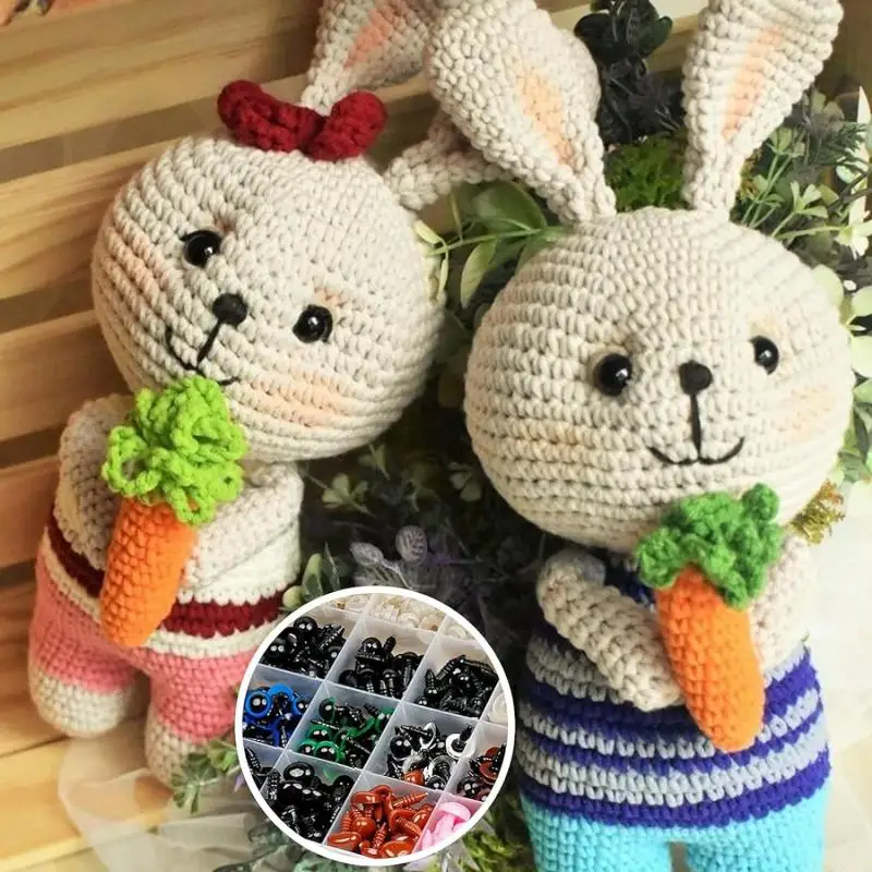 796-100 sztuk DIY Craft oczy nos zestawy gałka oczna akcesoria dla lalek plastikowe kolorowe ochronne oczy nosy dla lalek Craft DIY narzędzia do