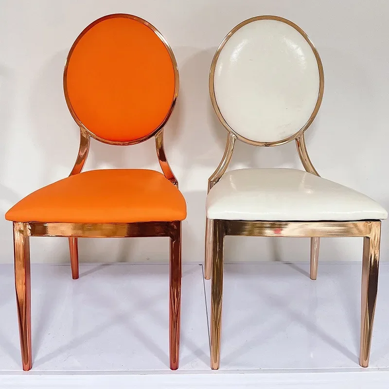 Hotel chair wedding banquet hall chair household electroplating spraying metal sun round back dining chair high backrest