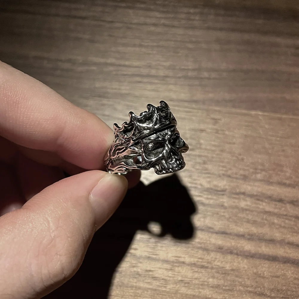 Men's Vintage Skeleton Crown Skull Ring